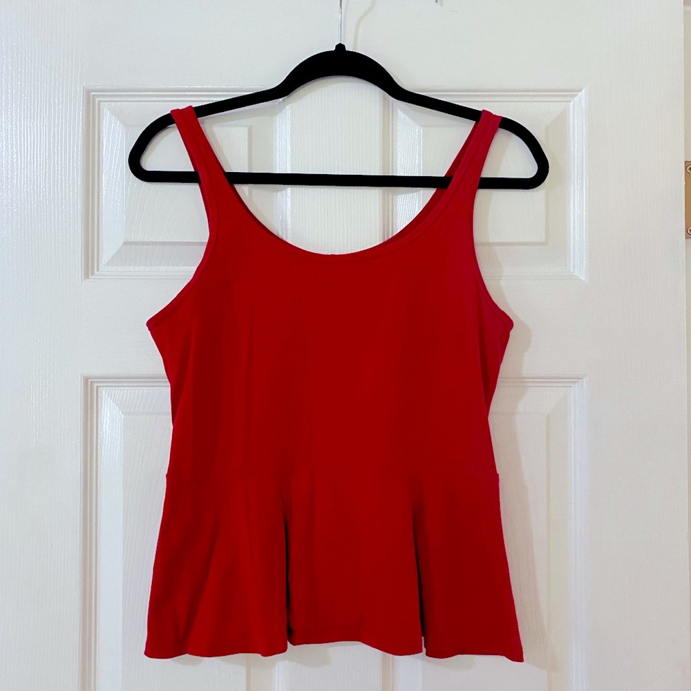 Express Cherry Red Peplum Top